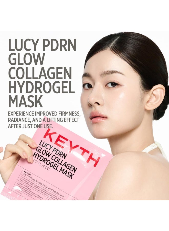 KEYTH LUCY PDRN GLOW COLLAGEN HYDROGEL MASK 4EA X 38G (1.34 OZ.) / Skin Elasticity Enhancement, Vitality Boosting, Nourishment & Soothing, Deep Hydration - Image 1